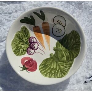 Vintage Hand Painted Vegetables Ironstone Ware Large Serving Bowl China Veggies